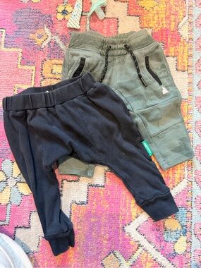 GAP Olive Green and Black Kids Jogger Pants Duo